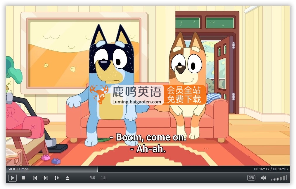 英文版《Bluey 布魯伊一家 全集》全1-3季 迷你劇共194集，1080P高清視頻帶英文字幕，帶配套音頻MP3，百度網(wǎng)盤下載！